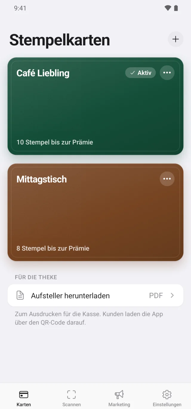 Loyia: Stempelkarten eines Betriebs verwalten